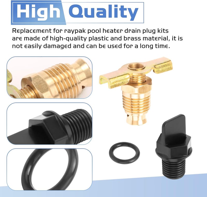 GRONGU 006721F Pool Heater Drain Plug Compatible with Raypak Capron Drain Plug, Pool Heater Parts Fits for Raypak RP2100 Digital Gas Models R185A-R405A, R185B-R405B, 206A-406A, 207A-407A - Image 4